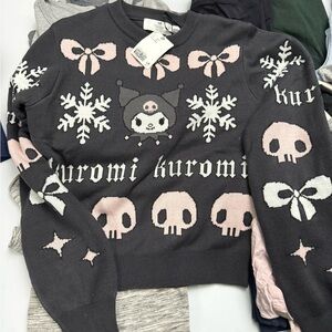 H&M Kuromi Graphic Sweater - Black and Pink